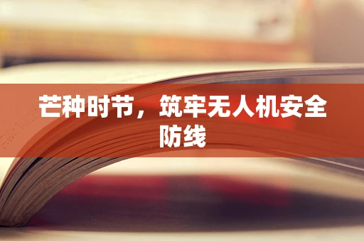 芒种时节，筑牢无人机安全防线