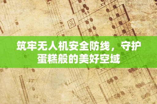 筑牢无人机安全防线，守护蛋糕般的美好空域